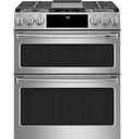 Slide-In Double Oven Gas True Convection Range with Built-In Wi-Fi, Customizable - Stainless Steel