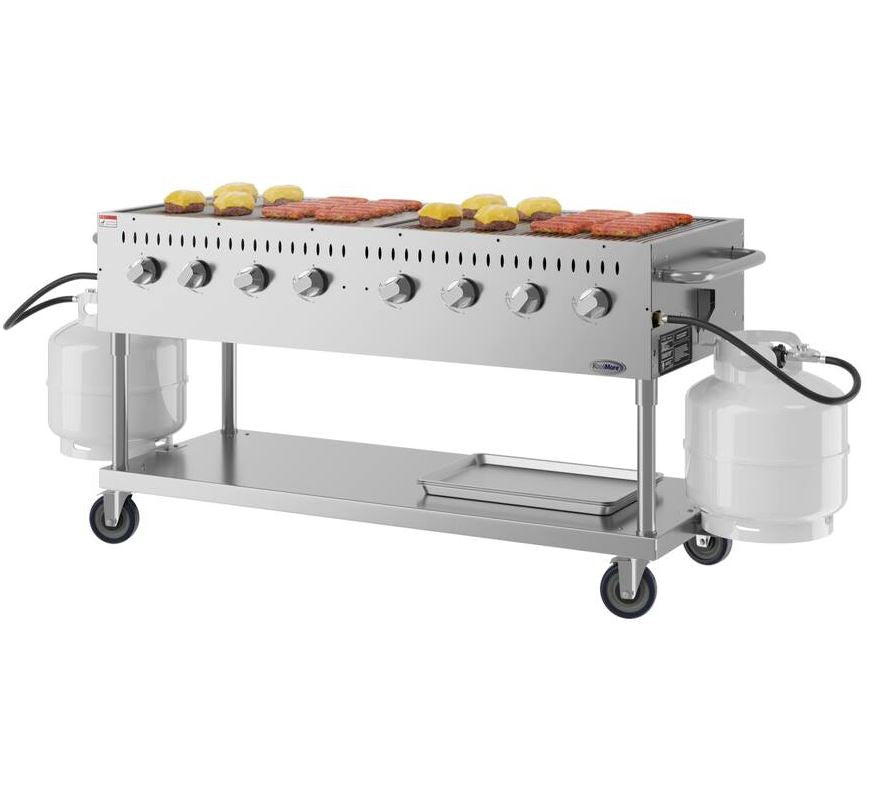 Stainless Steel 60 in. Commercial Mobile Outdoor Propane Gas Grill, ETL Listed in Stainless-Steel (KM-CGM-60) - Stainless Steel