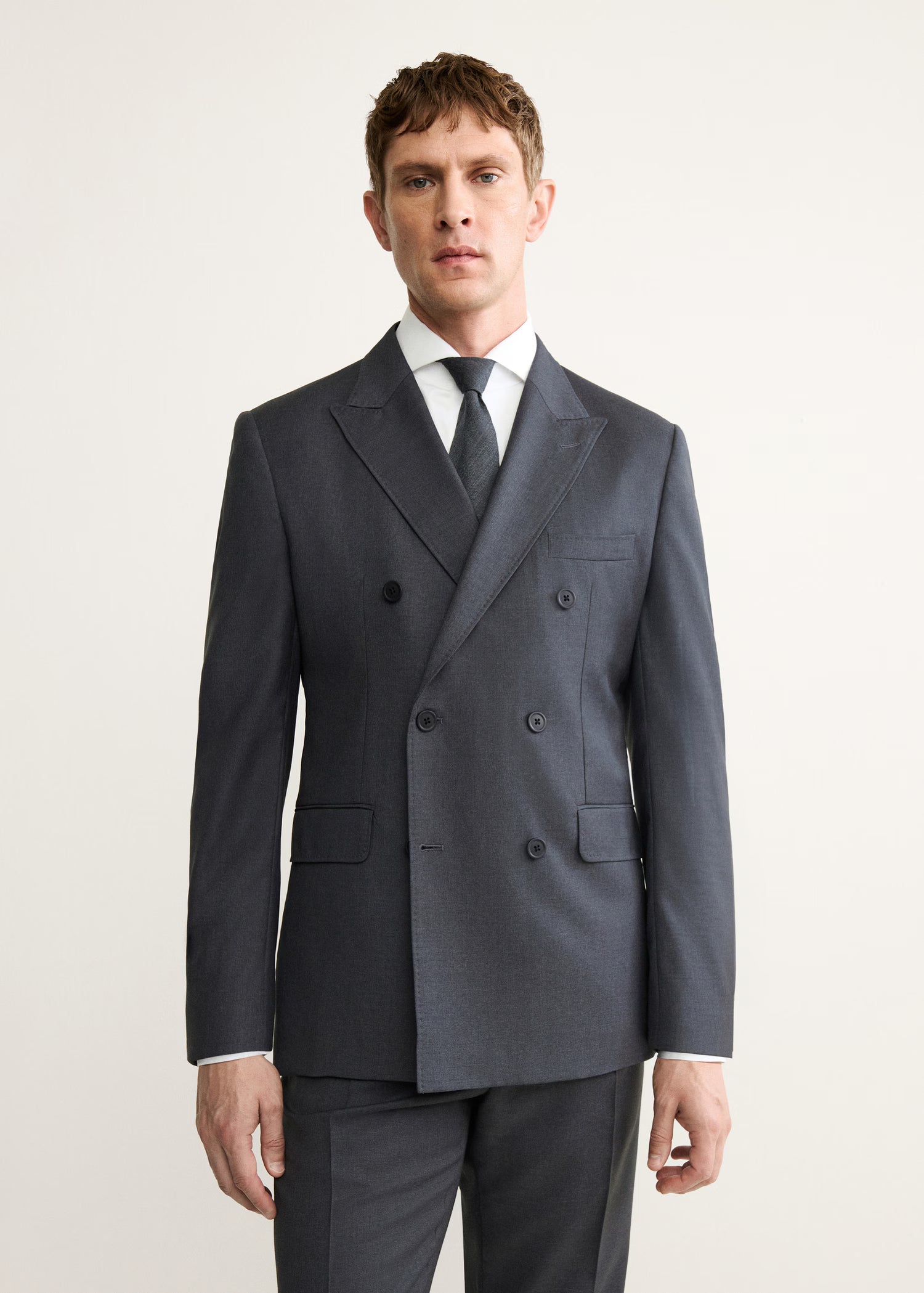 100% wool flannel double-breasted jacket