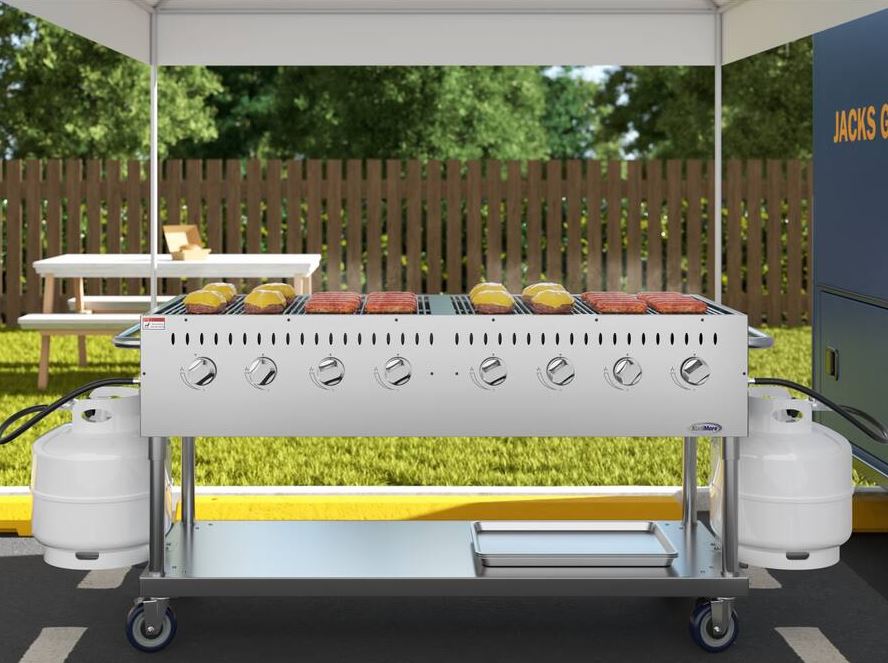 Stainless Steel 60 in. Commercial Mobile Outdoor Propane Gas Grill, ETL Listed in Stainless-Steel (KM-CGM-60) - Stainless Steel