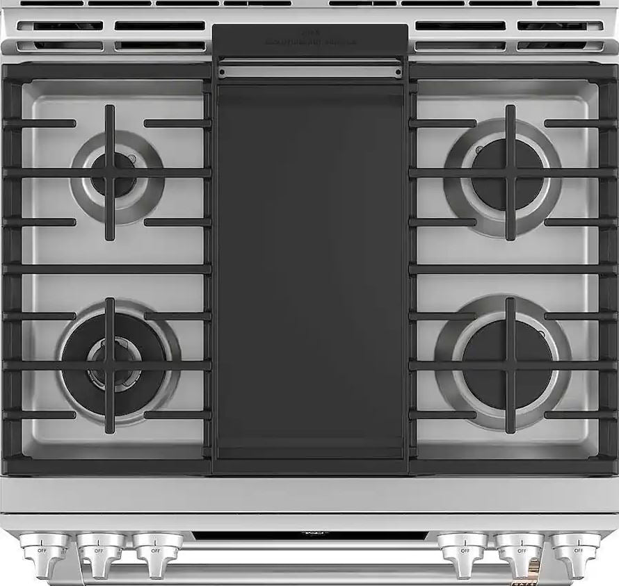 Slide-In Double Oven Gas True Convection Range with Built-In Wi-Fi, Customizable - Stainless Steel