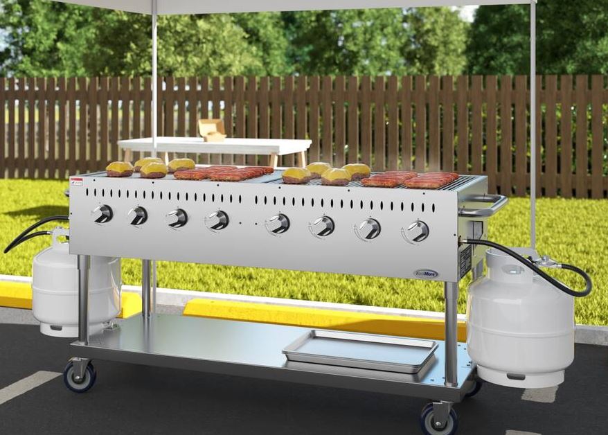 Stainless Steel 60 in. Commercial Mobile Outdoor Propane Gas Grill, ETL Listed in Stainless-Steel (KM-CGM-60) - Stainless Steel
