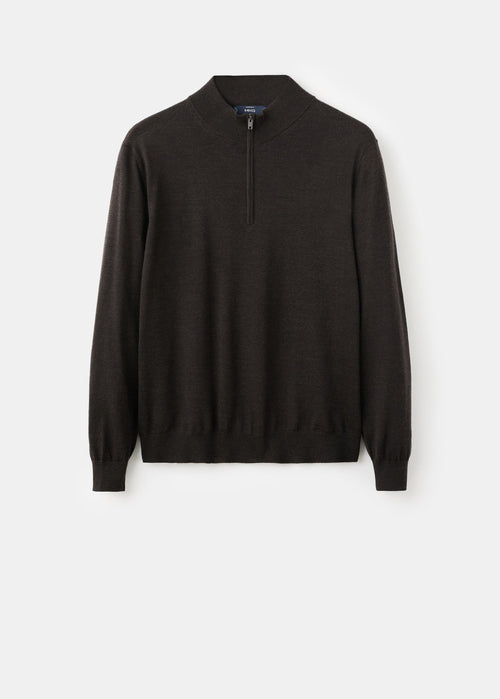 100% merino wool zip-neck sweater
