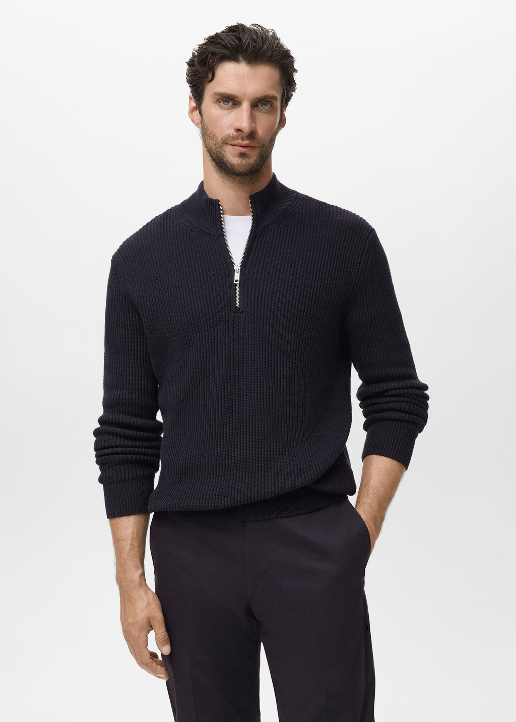 100% cotton perkins-neck sweater