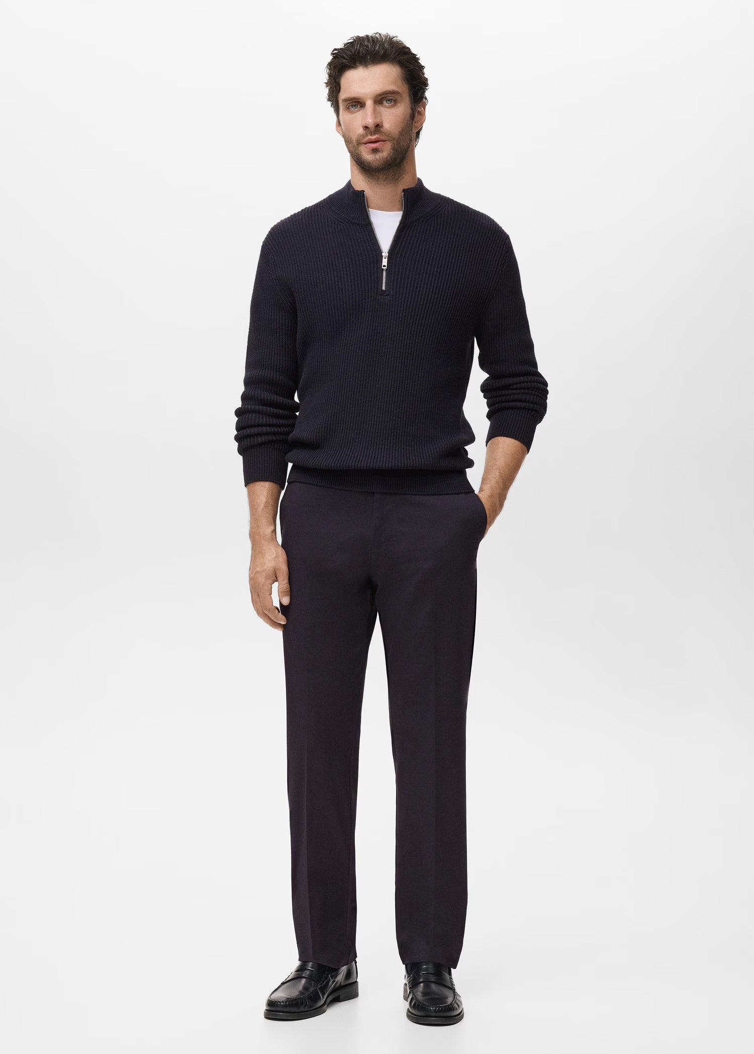 100% cotton perkins-neck sweater